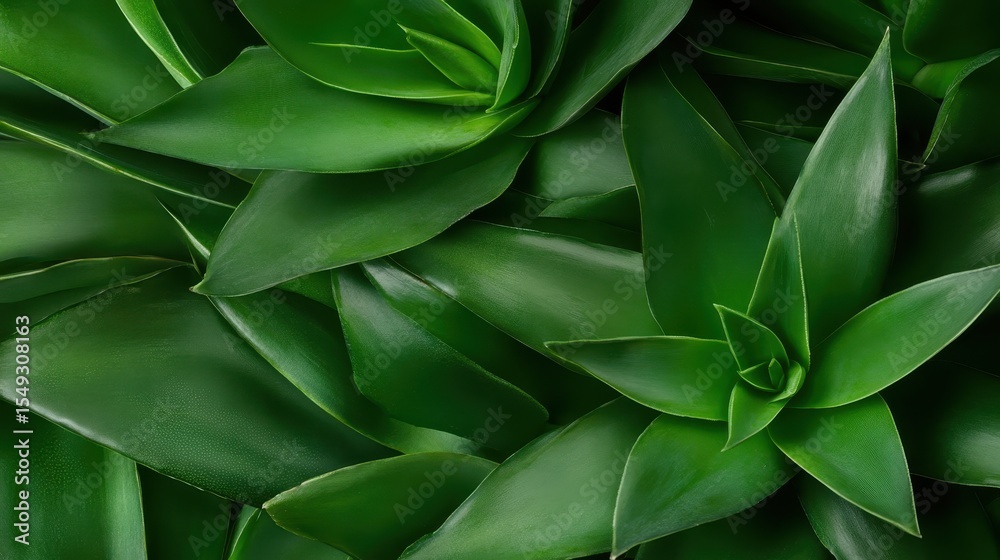 Obraz premium An intricate close-up of layered green succulent leaves, showcasing their glossy texture and geometric patterns, emphasizing nature's beauty and resilience.