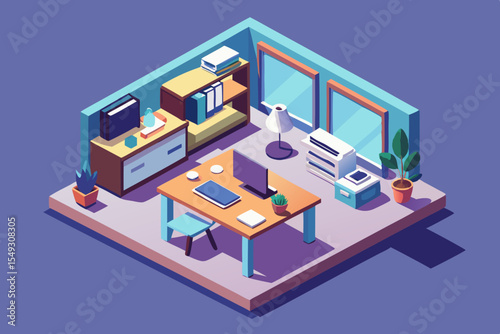 Professional Minimal Workspace Isometric Vector Scene