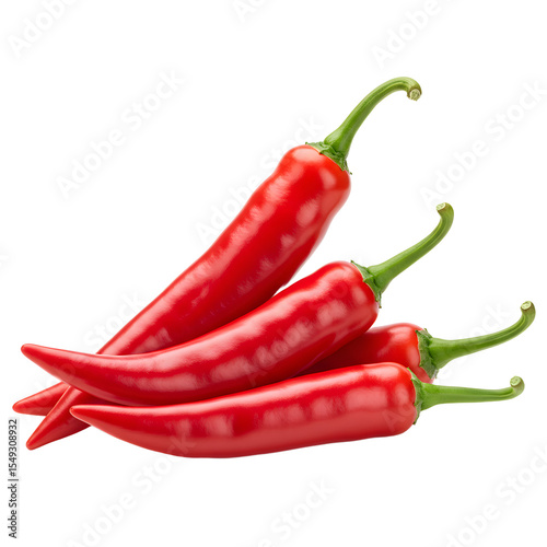Arrangement of Fresh Red Chili Peppers on White Background