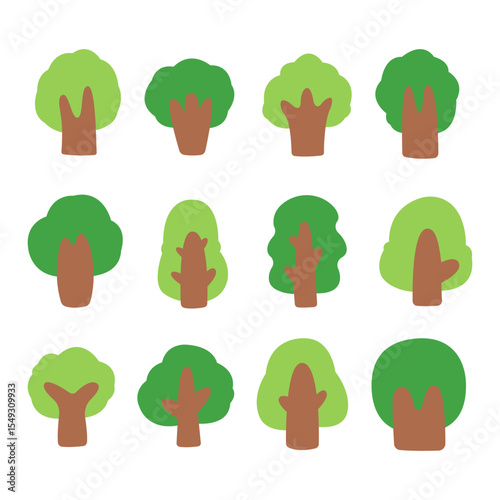 Collection of trees. tree set isolated on white background. vector illustration.