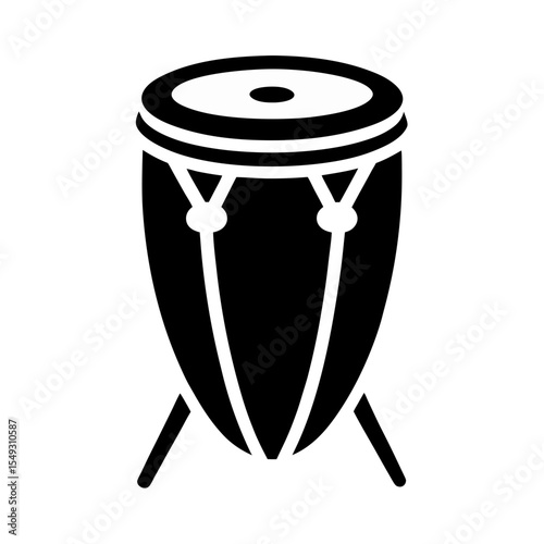 black silhouette of a conga drum on white backgrou.svg