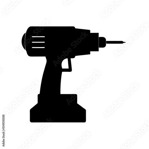 black silhouette of a cordless drill on white back.svg