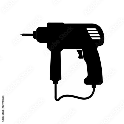 black silhouette of a corded drill on white backgr.svg
