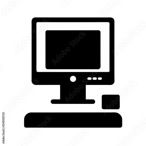 black silhouette of a desktop computer on white ba.svg