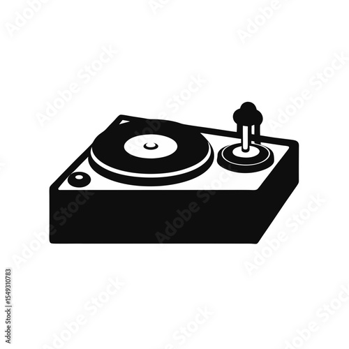black silhouette of a dj turntable on white backgr.svg