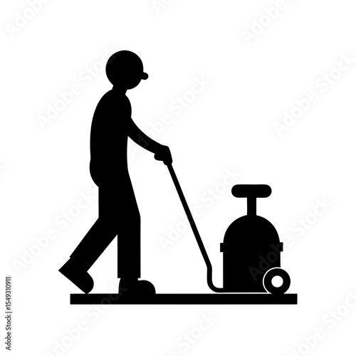 black silhouette of a floor polisher on white back.svg