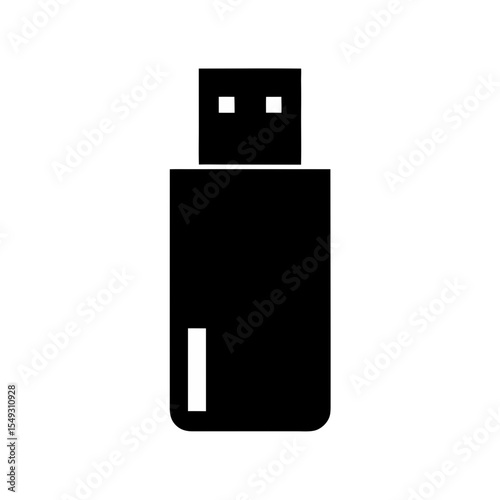 black silhouette of a flash drive on white backgro.svg