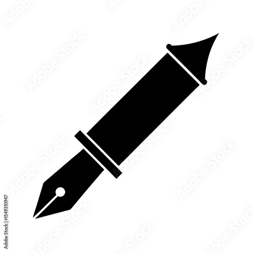 black silhouette of a fountain pen on white backgr.svg