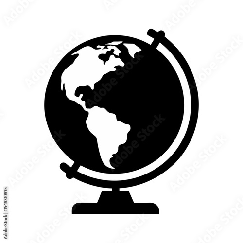 black silhouette of a globe stand on white backgro.svg