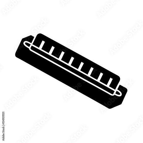 black silhouette of a harmonica on white backgroun.svg