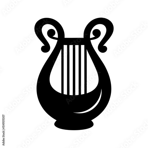 black silhouette of a lyre on white background  .svg