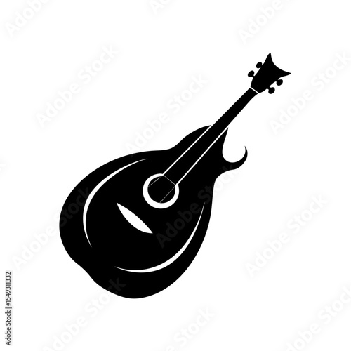 black silhouette of a mandolin on white background.svg