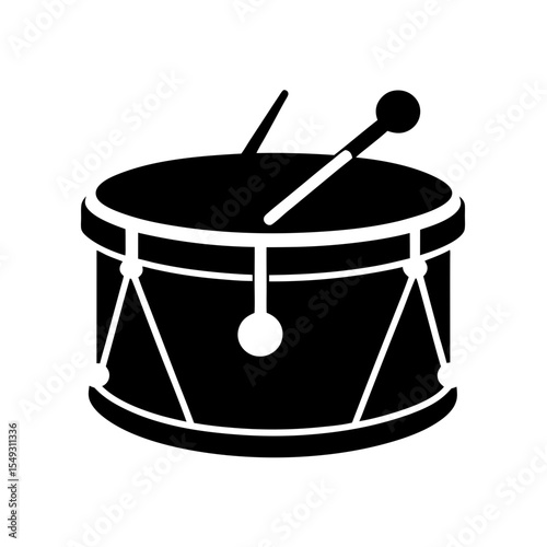 black silhouette of a marching snare on white back.svg