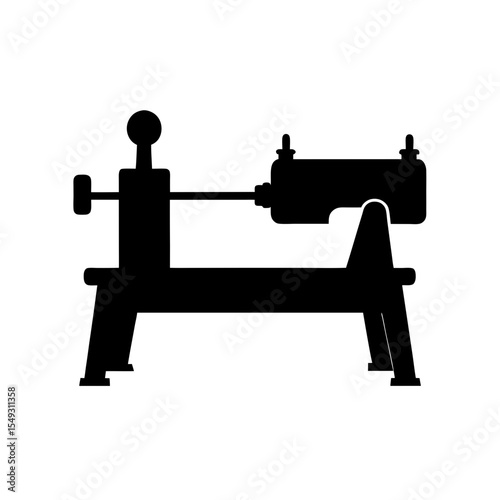 black silhouette of a mini bench lathe on white ba.svg