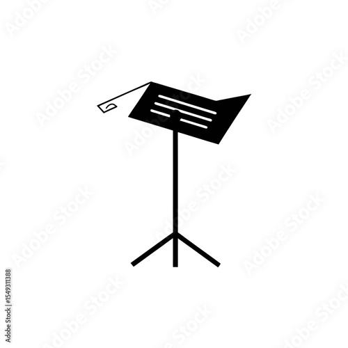 black silhouette of a music stand with sheet music.svg
