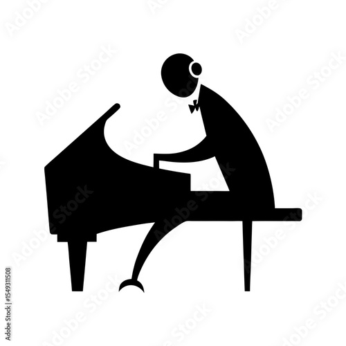 black silhouette of a pianist on white background .svg