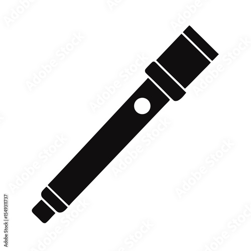 black silhouette of a recorder on white background.svg
