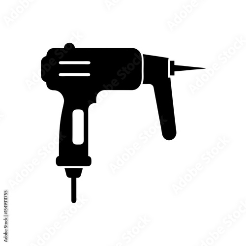 black silhouette of a rotary hammer on white backg.svg