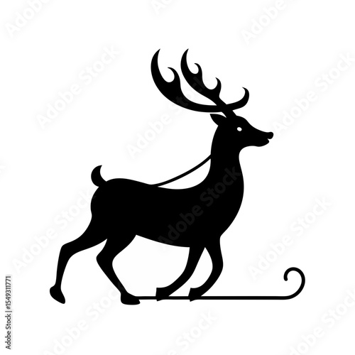 black silhouette of a reindeer pulling sleigh on w.svg