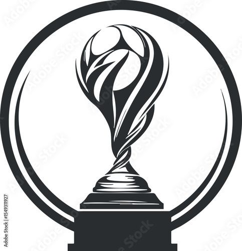Black and white stylized trophy cup icon representing victory and achievement award
