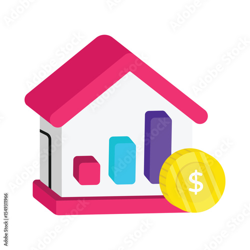 Real Estate Growth Vector style icon. Eps 10 file