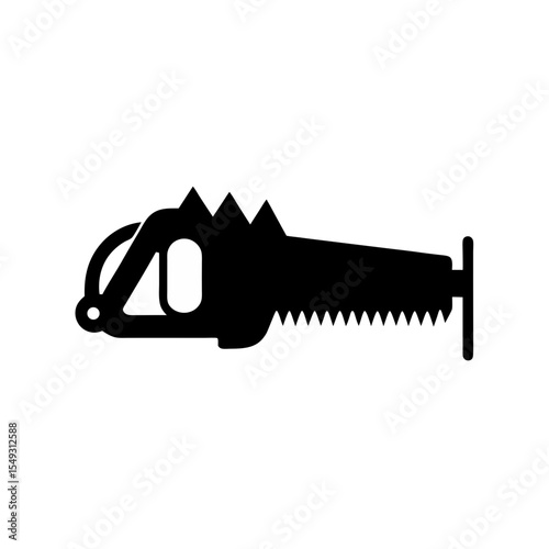 black silhouette of an electric saw on white backg.svg