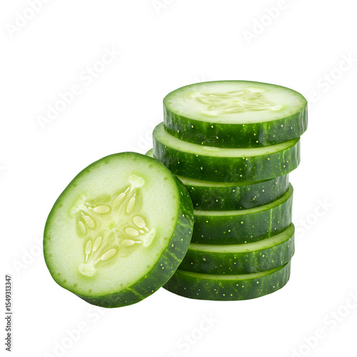 Sliced Cucumber Stack Close-up with Fresh Green Vegetable Texture