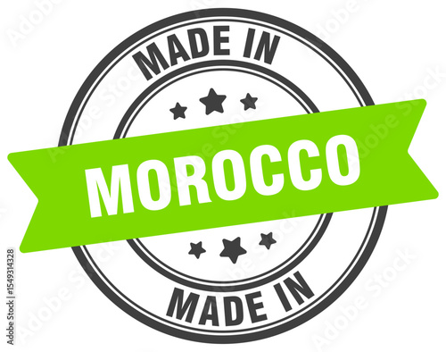 Made in Morocco round sign. Made in Morocco stamp.
