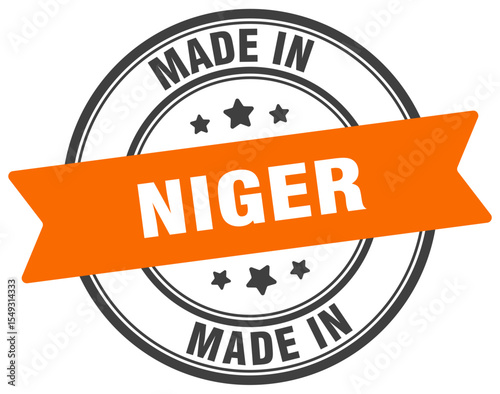 Made in Niger round sign. Made in Niger stamp.
