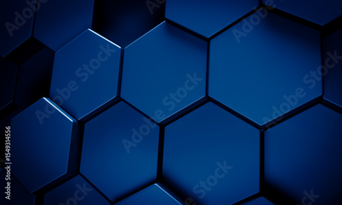 Wallpaper Mural Abstract dark blue geometric background with raised hexagonal honeycomb pattern representing technology science or futuristic texture Torontodigital.ca