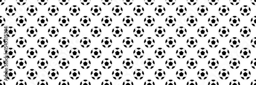 horizontal seamless black and white football or soccer ball pattern for design and background.