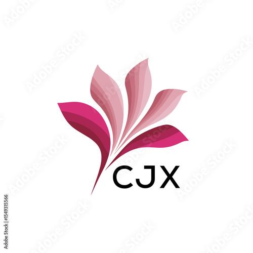 CJX "Creative Bloom Logo Concept with Gradient Leaves" CJX Later Logo, Elegant Abstract Floral Logo Design in Pink Shades"
