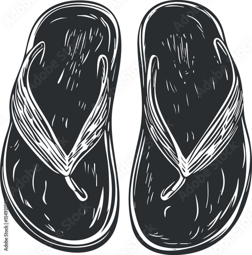 Illustration of a pair of flip flops sandals designed for casual summer and beachwear use