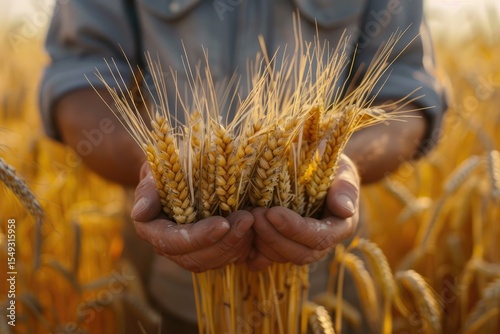 High Quality Image of Farmer Holding Crops in the Field