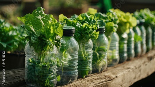 Innovative Bottle Gardening System Showcasing Sustainable Practices and Fresh Greens