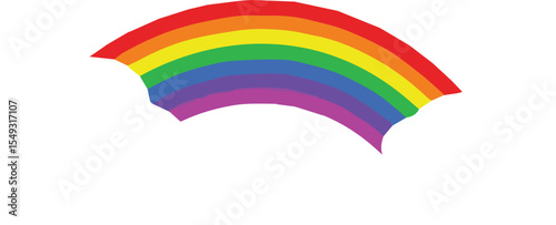 Colorful rainbow with clouds isolated on transparent background