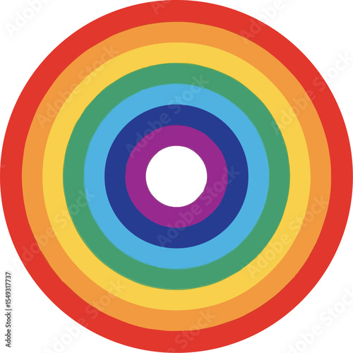 Concentric rainbow circles isolated on transparent background