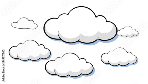 Cartoon clouds illustration set for design