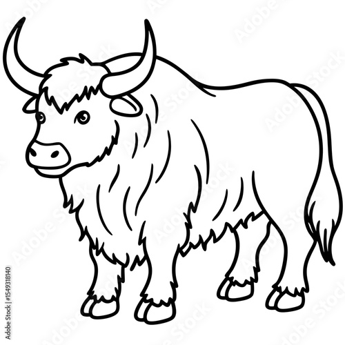 Monoline Yak Animal Vector Icon