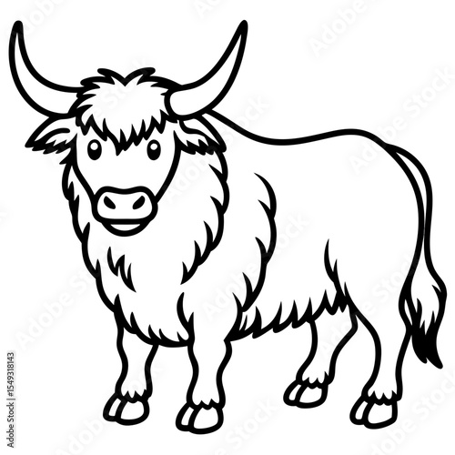 Monoline Yak Animal Vector Icon