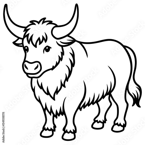 Monoline Yak Animal Vector Icon