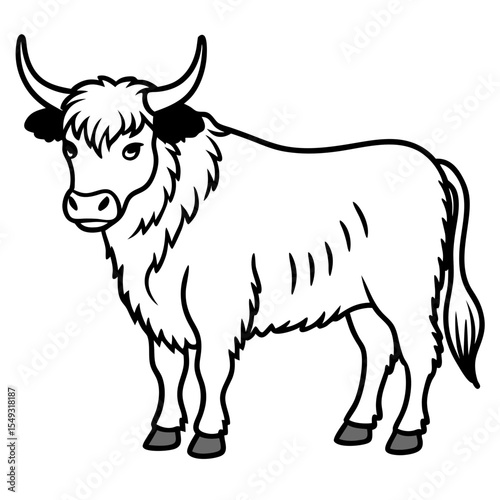 Monoline Yak Animal Vector Icon