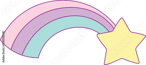 Pastel rainbow with a star isolated on transparent background