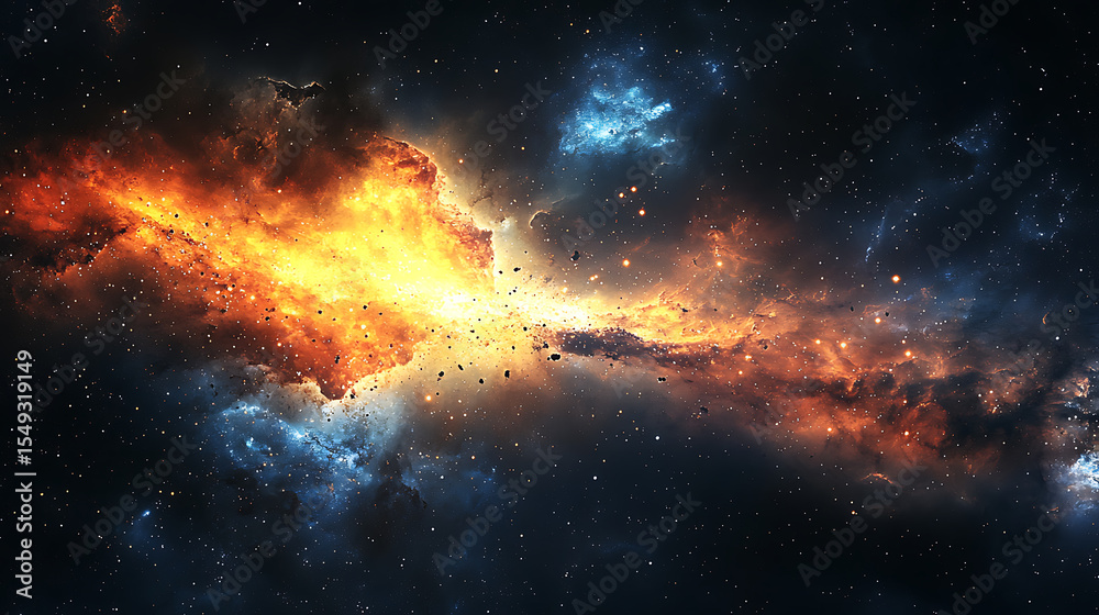 Fototapeta premium Cosmic Inferno: A Spectacular Display of Stellar Formation and Destruction
