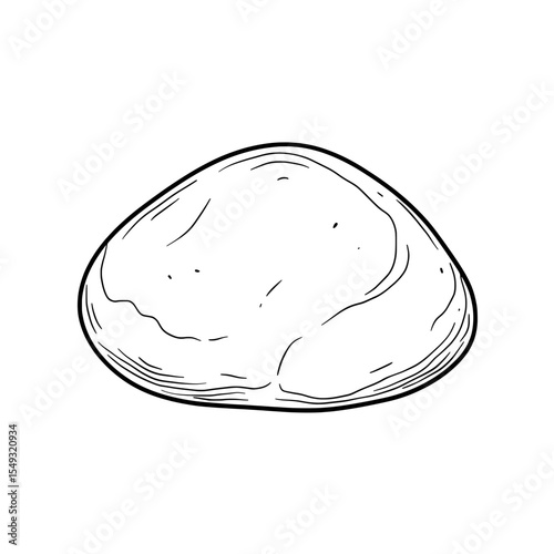 Simple Drawing Round, smooth pebble outlined with subtle texture, and simple sketch