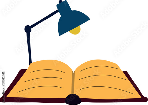 Open Book Under Desk Lamp