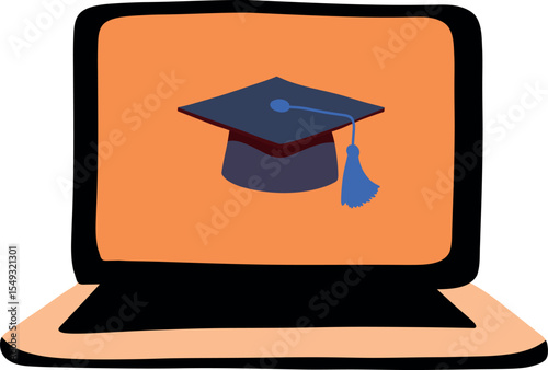 Graduation Cap on Laptop Screen