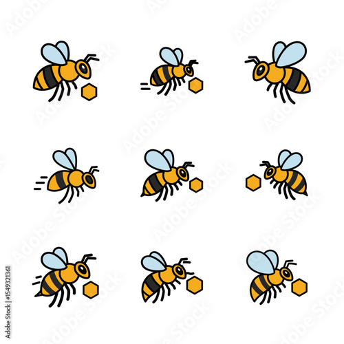 Honeybee Animation  Nine Frames of Bee Flight and Honey Collection