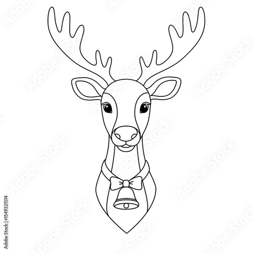 Deer's Face Simple line drawing of a deer with antlers on a white background, facing forward
