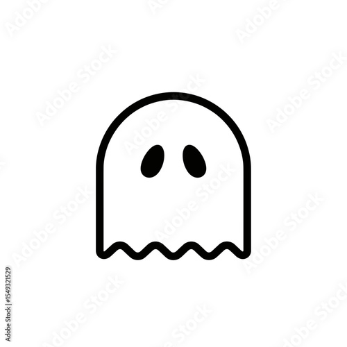 Spooky Ghost Illustration Simple Line Art Design